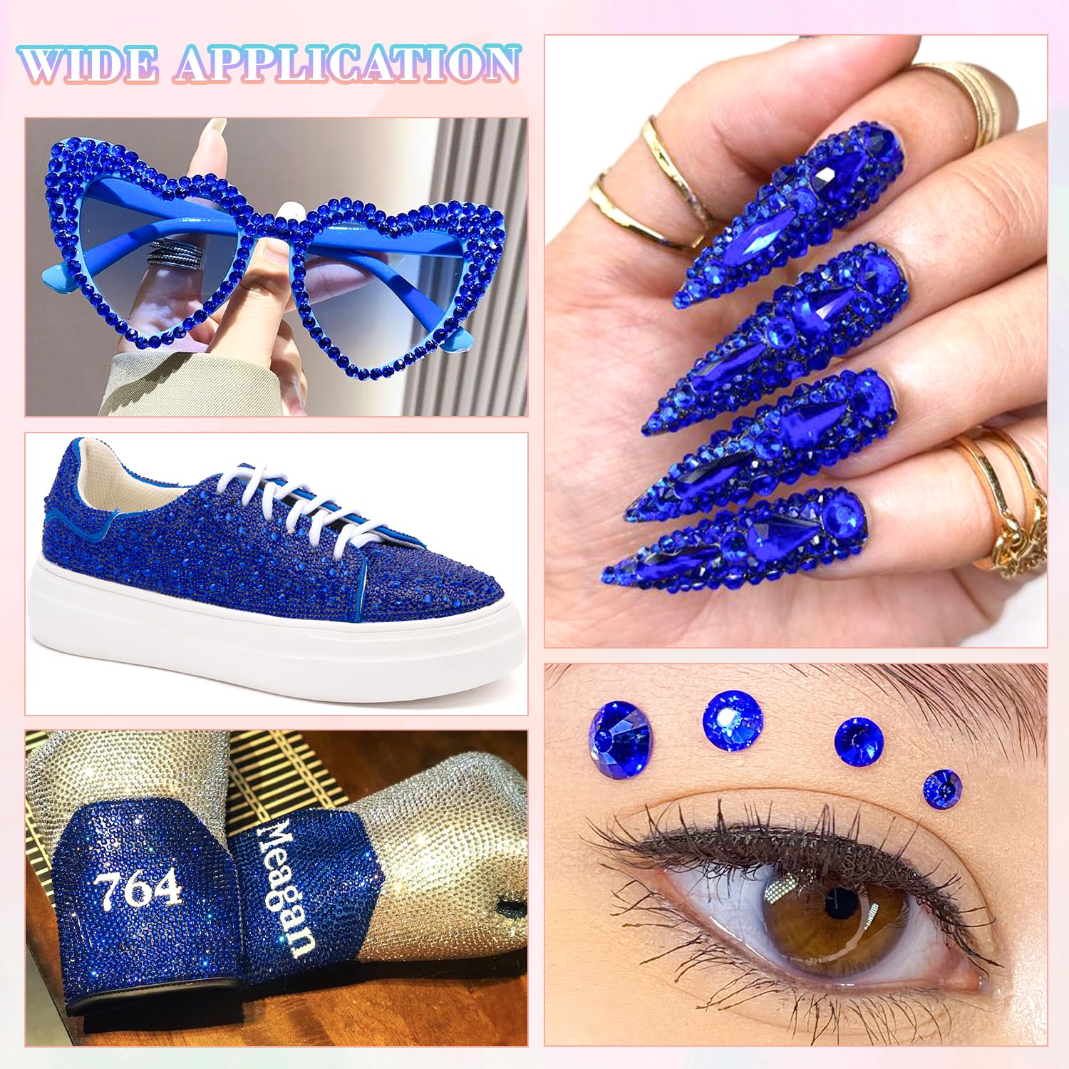 30000Pcs Resin Royal Blue Rhinestones for Bedazzling Crafting with b7000 Jewelry Glue, Bulk Flatback Gems Bedazzler Kit for Crafts Clothes Shoes Fabric Nail Diamond Art, Assorted Size 2/3/4/5/6mm-Velvo Beauty