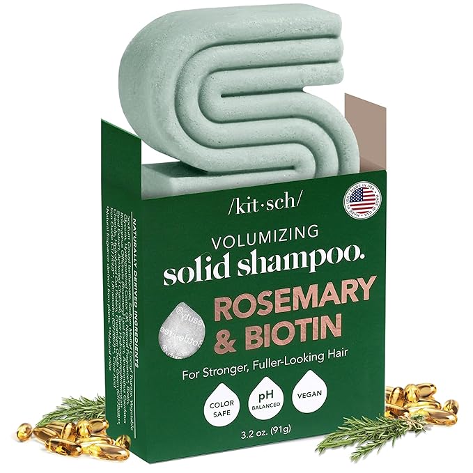 Kitsch Rosemary & Biotin Shampoo Bar - For Hair Growth, Strengthening, Thickening & Volumizing Shampoo for Women and Men - Free of Parabens, Sulfates & Silicones - Made in USA - 3.2 oz-Velvo Beauty