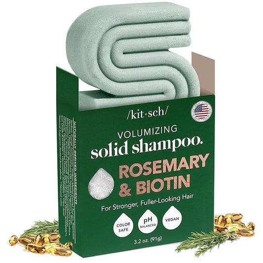 Kitsch Rosemary & Biotin Shampoo Bar - For Hair Growth, Strengthening, Thickening & Volumizing Shampoo for Women and Men - Free of Parabens, Sulfates & Silicones - Made in USA - 3.2 oz-Velvo Beauty