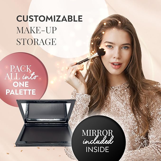 Junior Magnetic Makeup Palette, Empty Magnetic Palette, Universal Magnet makeup palette for Eyeshadows, Powders, Customizable Beauty Organizer with Mirror-Velvo Beauty