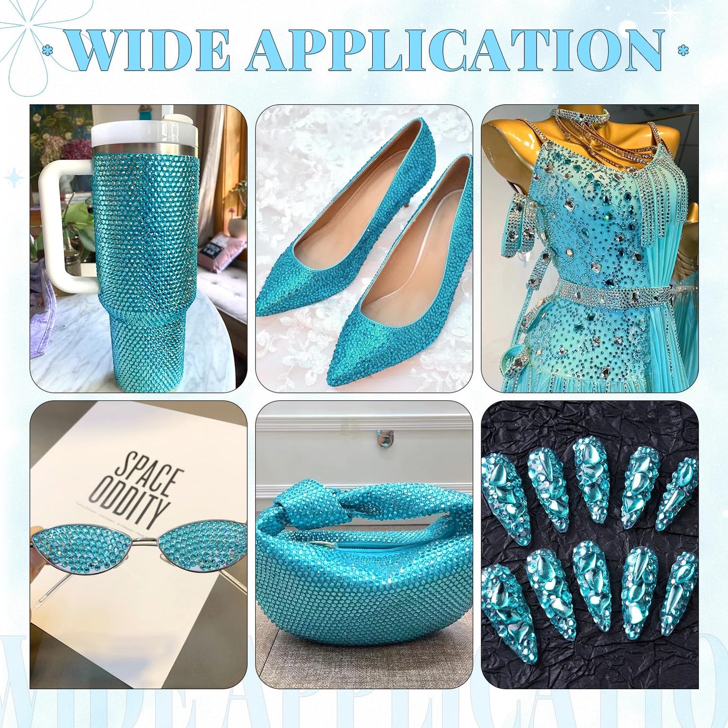 6000Pcs Resin Rhinestones for Bedazzling with 3Pcs B7000 Jewelry Glue, 1 Box Teal Blue Flatback Rhinestones for Crafting Crafts DIY, Crystals Gems for Clothing Shoes Tumblers Nail Art Makeup-Velvo Beauty