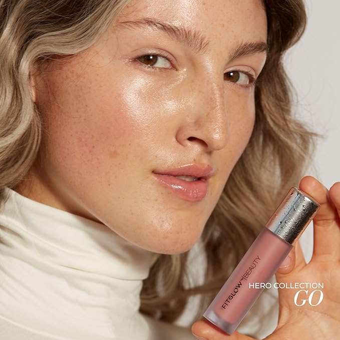 FITGLOW Beauty Lip Colour Serum | Hydrating Lip Gloss | Plumping Anti-Aging Lip Treatment | Natural Shine with Pomegranate Sterols & Collagen | Buildable Color for Dry Chapped Lips | Go - 10g-Velvo Beauty