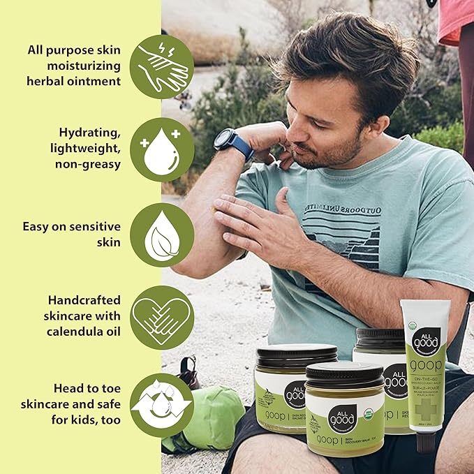 All Good Goop on the Go - Chafing Cream, Dry Skin Salve, Cracking Lip Moisturizer - Soothes, Hydrates & Calms - Travel Size Recovery Balm 1oz (3-pack)-Velvo Beauty