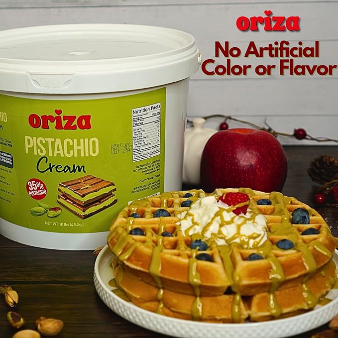 Oriza Pistachio Cream, 10lbs Pail (Pack of 2) – Premium Bakery Spread with 35% Pistachios, Palm Oil Free, Non-GMO – Ideal for Pastries, Gelato, Cakes & Dessert Filling-Velvo Beauty