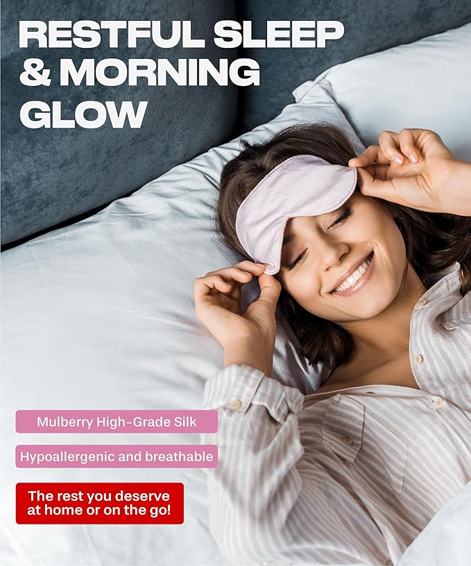 Silk Sleep Mask for Women and Men - Silk Eye Mask for Sleeping, Blindfold, Eye Covers, Pack of 2-Velvo Beauty