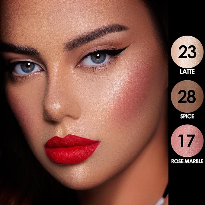 FOCALLURE 3 Pcs Cream Contour Sticks,Shades with Highlighter & Bronzer & Blush,Non-greasy Long-wear Face Contouring Pen,Easy to Sculpt the Face and Create a Lightweight Finishing Makeup,TAN-Velvo Beauty