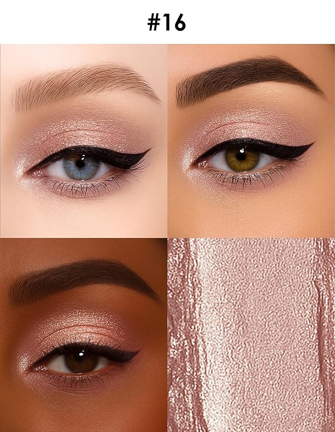 Erinde Shimmer Cream Eyeshadow Stick, Long Lasting Metallic Eye Shadow Sticks, Waterproof Creamy Glitter Eyeshadow Pencil, High Pigmented Blendable Neutral Eye Makeup, 16 Champagne Shimmer-Velvo Beauty