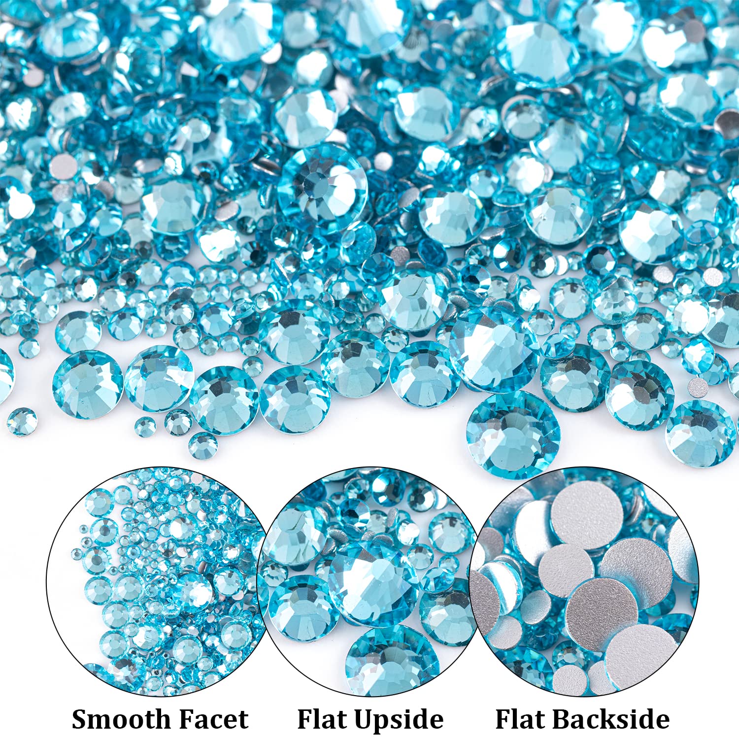 Two Packs of Flatback Rhinestones 4520 Pcs Colorful Nail Art Rhinestones Flatback Crystal Colorful+Lake Blue Rhinestone with Picker Pencil and Tweezer for Nail Art and Decoration-Velvo Beauty
