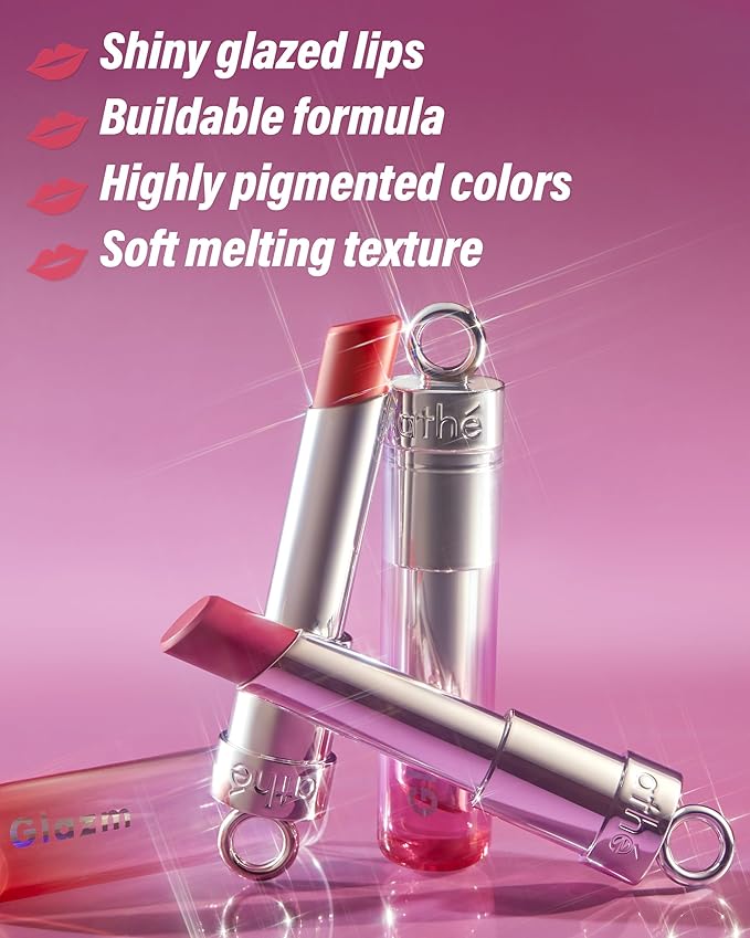 ATHE Glazm Lipbalm Stick - Vegan Glow Korean Lip Balm - Plumping, Volumizing & Highly Pigmented Lipstick - Soft Melting, Buildable Formula - Plant-Derived, Cruelty-Free, 0.12oz. (00 Thrilling)-Velvo Beauty