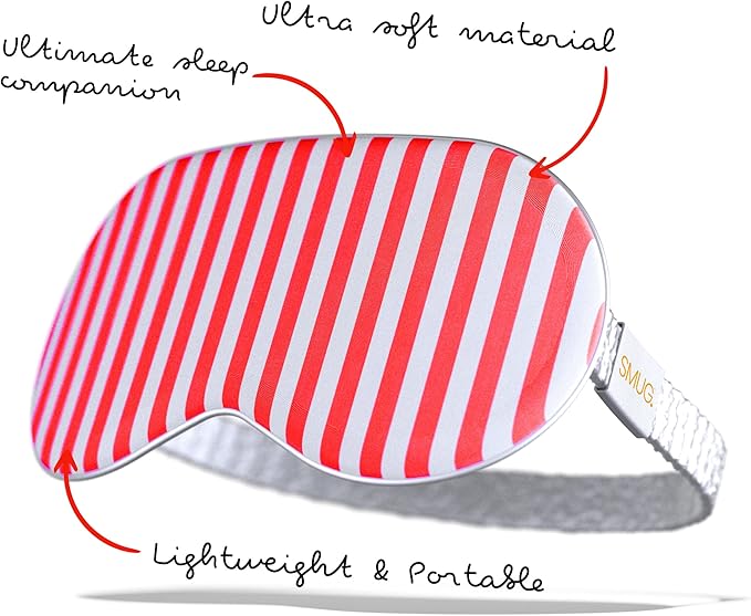 SMUG Satin Sleep Mask & Eye Mask | Travel Sleep Masks for Women & Men | Soft Sleeping Eye Mask to Nourish Skin & Reduce Dark Circles | Eye Sleep Mask Shades to Block Out Light | Candy Cane-Velvo Beauty