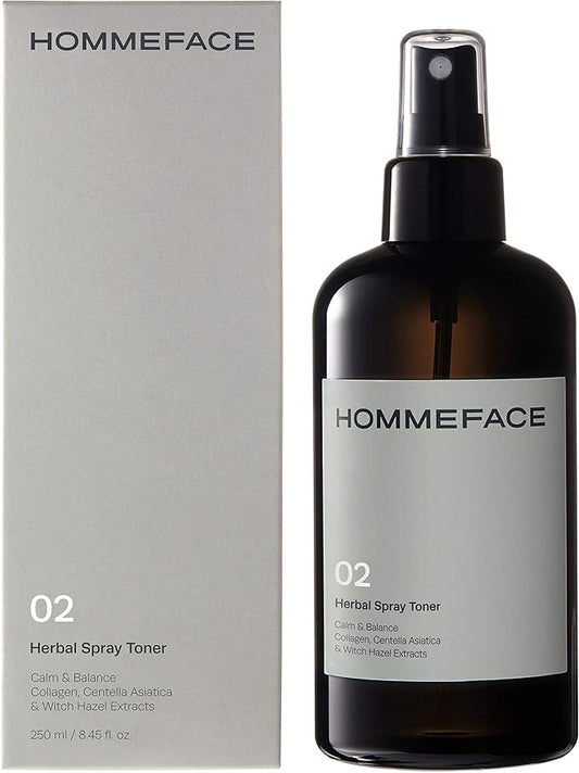 HOMMEFACE Men’s Herbal Spray Face Toner, 8.45 fl. oz. - Alcohol-Free, Hydrating and Balancing Facial Mist with Witch Hazel, CICA Extract, Anti Aging, Aftershaving, for All Skin Types-Velvo Beauty