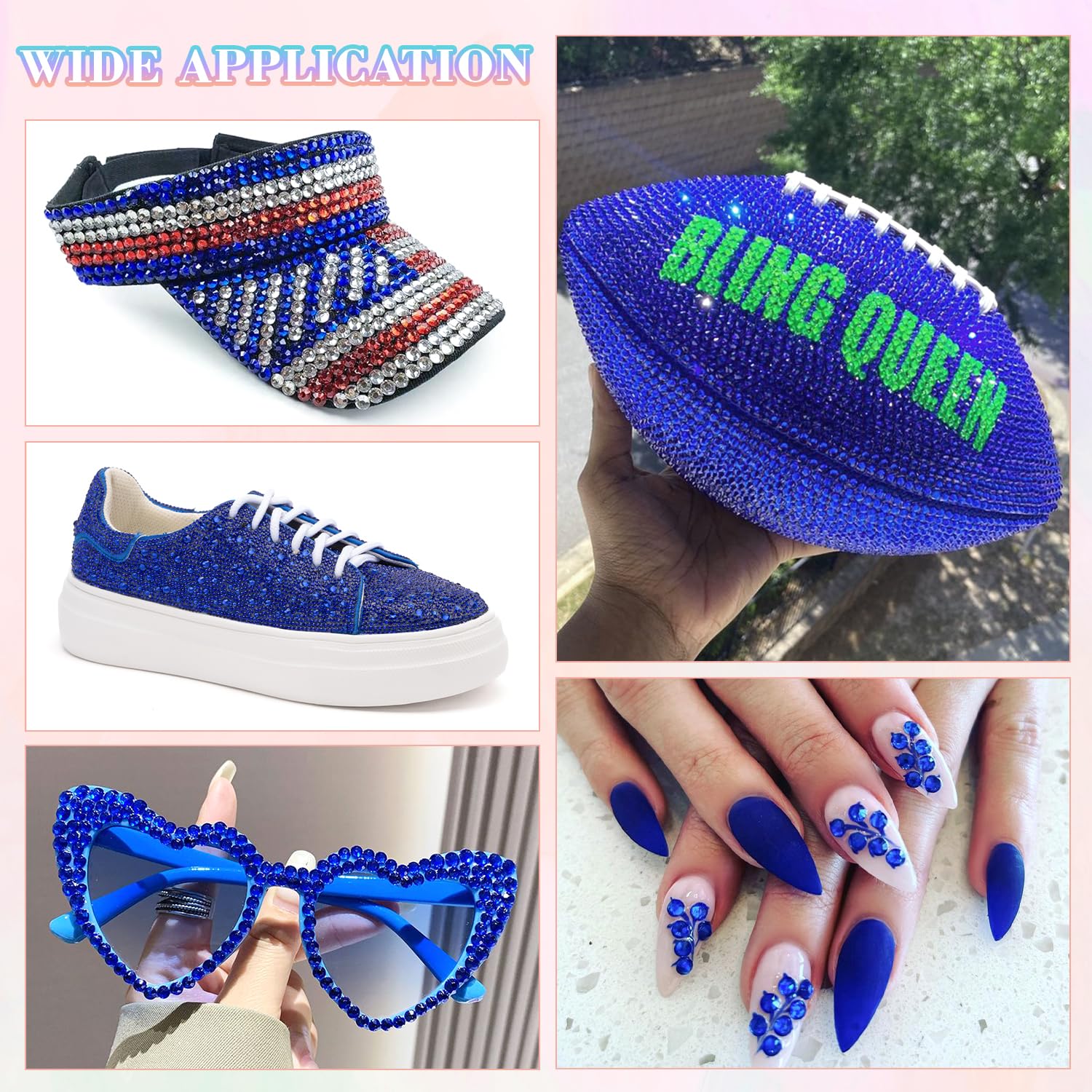 25000Pcs Resin Rhinestones with B7000 Jewelry Glue for Crafting, Royal Blue 2-6mm Non Hotfix Flatback Gems, Bedazzling Crystal for DIY Crafts Clothing Tumblers Mugs Shoes Fabric Decor Nail Art-Velvo Beauty