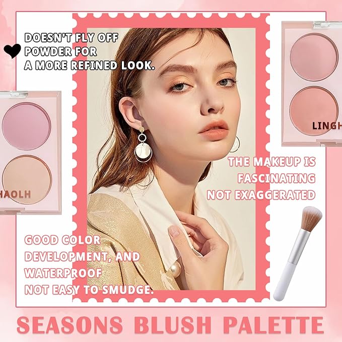 4 Colors Blush Palette for Cheeks,Face Matte Contour Blush Makeup Palette,Buildable Shimmer Facial Cheek Blusher Shades,Blendable Cosmetic Makeup Blush with Blush Brush 03-Velvo Beauty