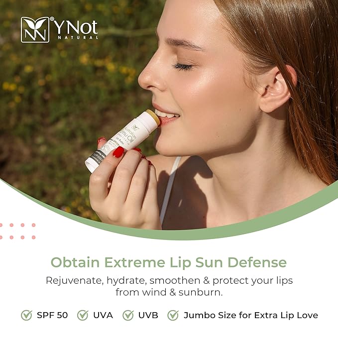 YNN Emu Oil Moisturizing Lip Balm with Extreme SPF50+ Sun Protection - 4-Hour Water Resistant, Fortified with Vitamin E, Amino Acids & Omega 3, 6 & 9 - Y-Not Natural, 15g Stick - 2 Pack-Velvo Beauty
