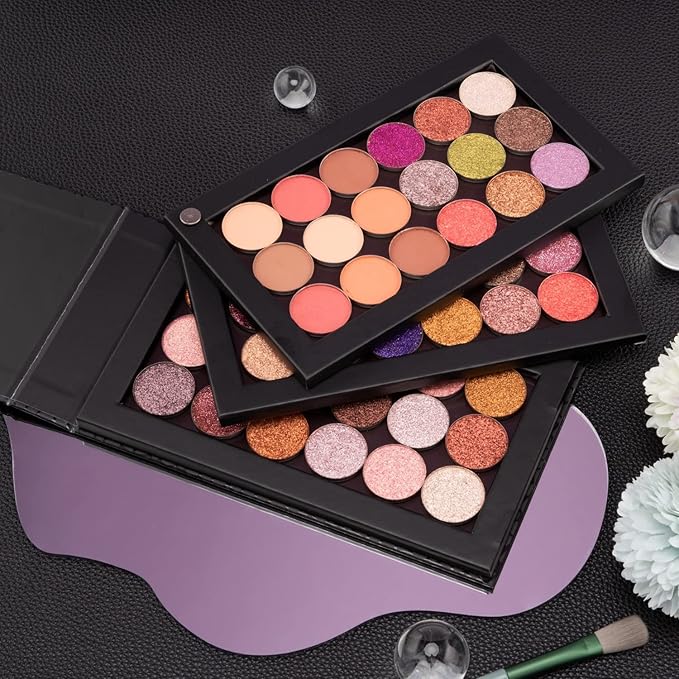 3-Layer Rotation Magnetic Palette 3 in1 Empty Makeup Palette Storage Box for Eyeshadow Lipstick Blush Powder (Black)-Velvo Beauty
