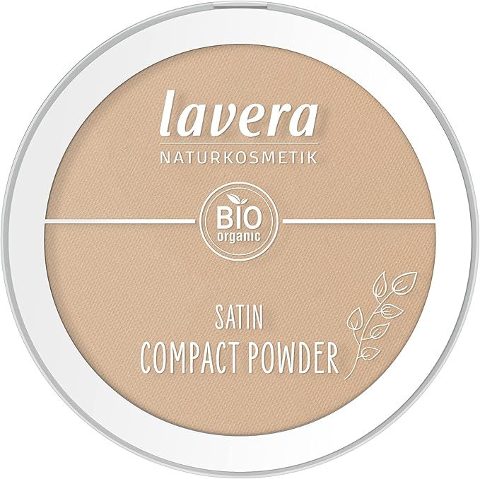 lavera Satin Compact Powder -Tanned 03- nude - Almond Oil & Rice Powder - Vegan - Mattifying - Long-Lasting - Velvety Texture 0.32 Fl Oz-Velvo Beauty