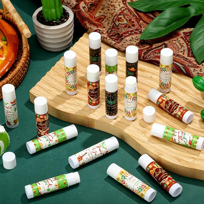 Dunzy 50 Pcs Thank You Gift Lip Balm Bulk Baby Shower Party Favors Bridal Shower Favor Lip Care with Assorted Fruit Flavors Thank You Lipstick for Guest Basket Gift Stuffer (Mexico Party)-Velvo Beauty
