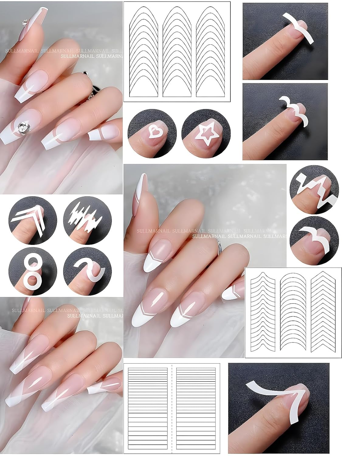 French Tip Nail Stamp Kit – Complete French Nail Art Set with Nail Guide Stickers, Nail Art Brush and Dual Head Silicone Stamper | Perfect for DIY Nail Designs-Velvo Beauty