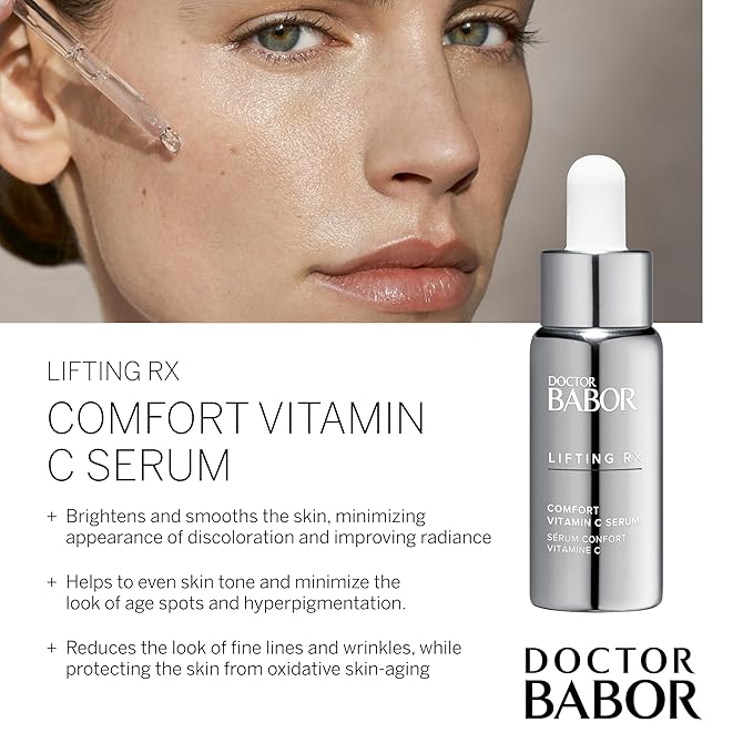 DOCTOR BABOR Lifting RX Comfort Vitamin C Serum, Infused with Hyaluronic Acid to Hydrate & Plump, Even Skin Tone, Reduces Fine Lines & Wrinkles, 20 ml-Velvo Beauty