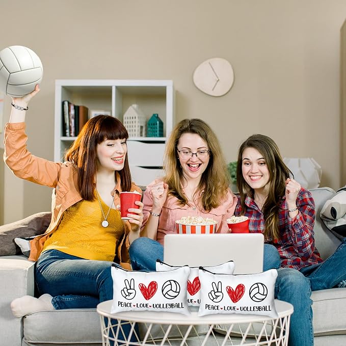 72 Pcs Sports Team Gifts Include 12 Makeup Bags 12 Lip Balm 12 Lip Balm Holder 12 Necklace 12 Adjustable Bracelet 12 Mirrors for Sports Lovers Players Party Favors (White, Volleyball)-Velvo Beauty