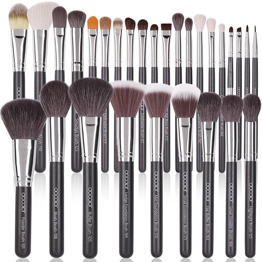 Docolor Professional Makeup Brush Set 29Pcs Makeup Brushes Valentines Day Gifts Premium Goat Synthetic Fiber Foundation Face Powder Blush Concealer Eyeshadows Make Up Brushes with PU Leather Case-Velvo Beauty