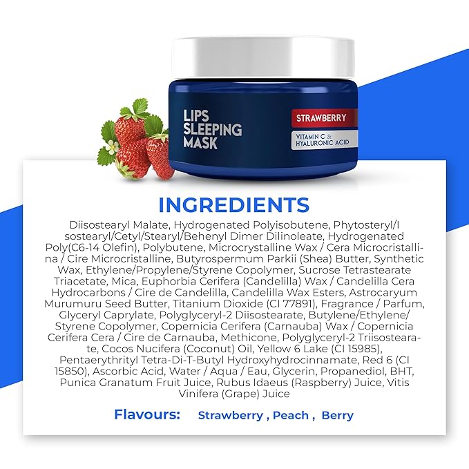 Lip Mask Overnight with Hyaluronic Acid & Collagen, Lip Sleeping Mask for Dry Cracked Lips, Moisturizing, Hydrating, Exfoliating Night Treatment for Lip Care (Strawberry)-Velvo Beauty