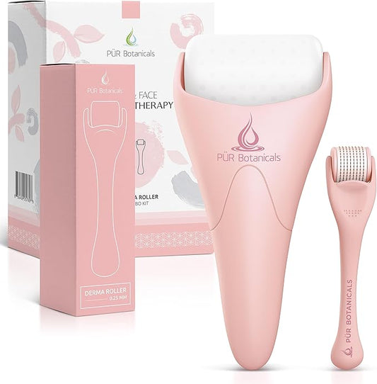 Derma Roller & Ice Roller 2 in 1 for Beard Hair Skin Face 540 Titanium.25mm - Self Care Gifts Facial Skin Care Tools…-Velvo Beauty