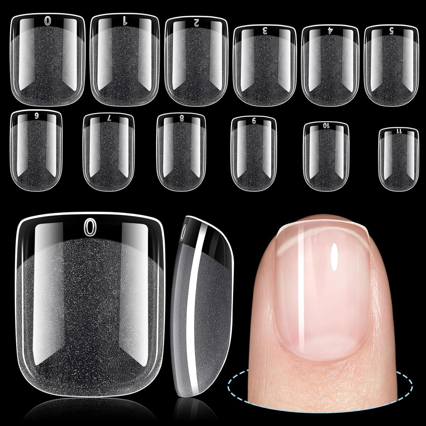 TOMICCA Short Nail Tips Extra Short Square Nail Tips, 192Pcs Fake Nails 12 Sizes Acrylic Clear Nails for Beginner and Professional DIY Gel Nails Salon-Velvo Beauty