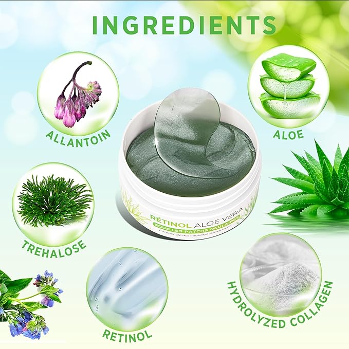 VELAMO ADVANCED Under Eye Patches: Aloe Vera Under Eye Mask for Dark Circles - Retinol Eye Patches for Wrinkles and Puffiness - Under Eye Bags Dark Circles Treatment for Women and Men 60 Pcs-Velvo Beauty