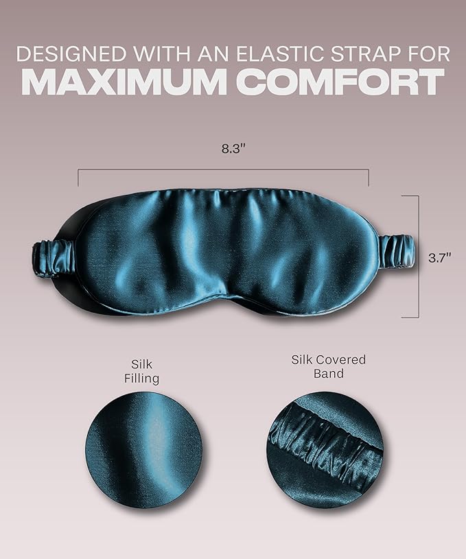 SUNDAYSILKS™ Exclusive Mulberry Silk Sleep Mask | Soft Eye Covers, Blackout Sleeping Mask for Women & Men | Silk Eye Mask for Sleep, Travel, and Relaxation | Antifaz para Dormir [Midnight Blue]-Velvo Beauty