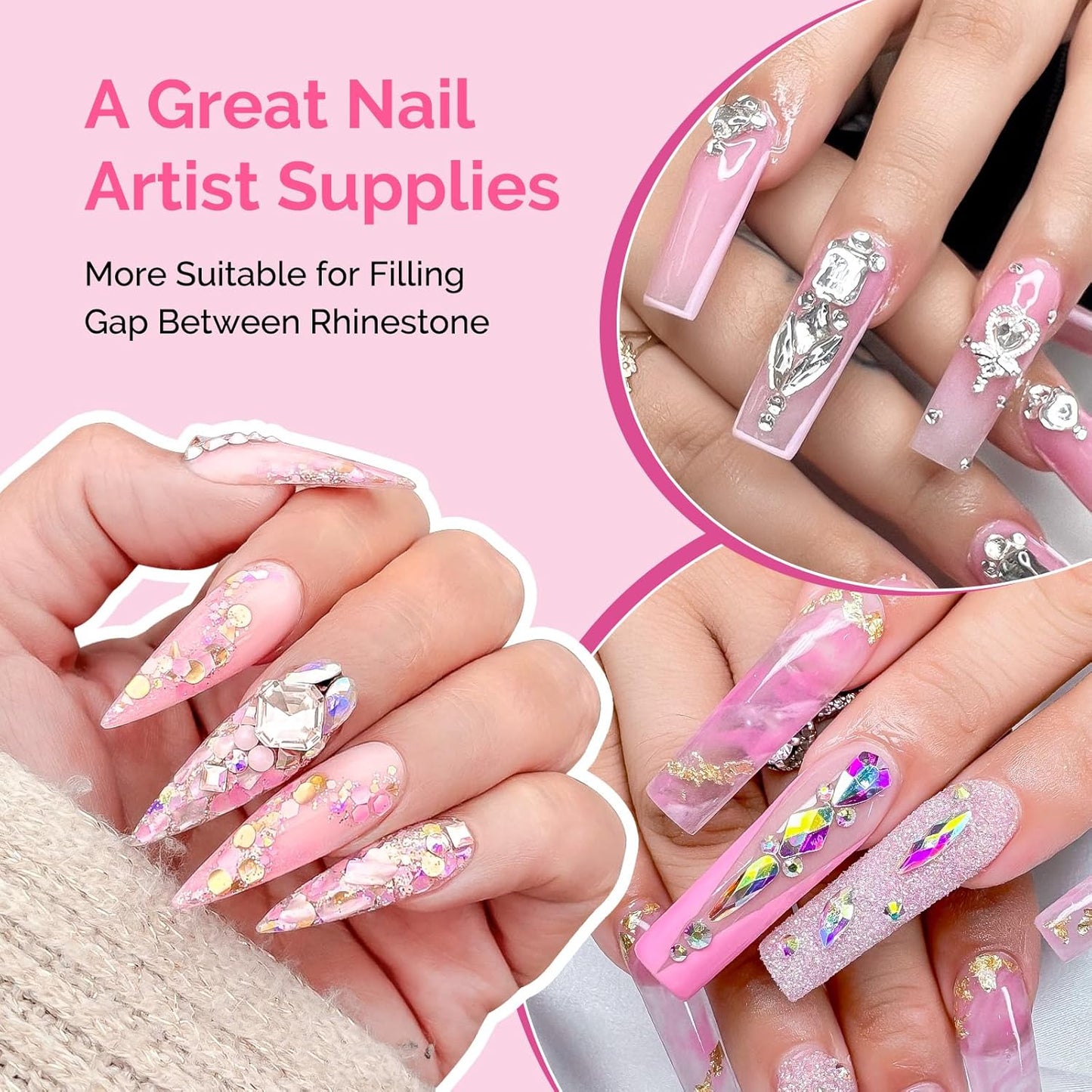 MelodySusie Nail Rhinestone Glue, 3D Gel Nail Art Design Strong Adhesive Nail Gem Glue for Nail Charms Gems Jewelry Decoration DIY Manicured at Home Cured Need Beauty Gifts for Women 30ml-Velvo Beauty