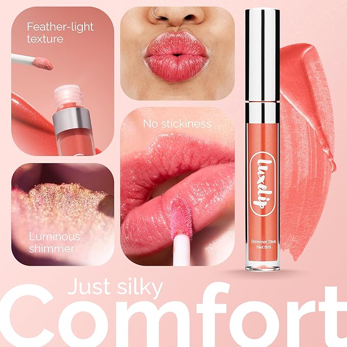 LuxeLip™ Matte Lipstick, Hydrating Non-Sticky Lip Gloss for Luminous Shine & Moisturized Lips, Lightweight, Long-Lasting Glossy Finish, Cruelty-Free Lip Makeup for Women (Dusky Petal, 8ml)-Velvo Beauty