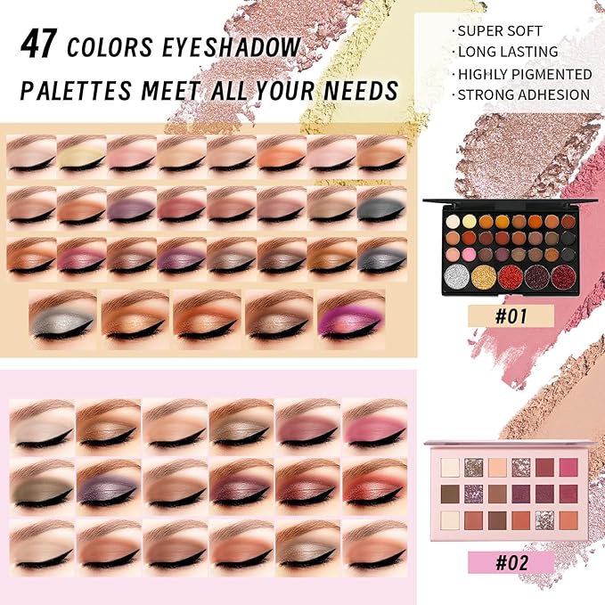 Makeup Set Makeup Set for Women Girls Teens Full Kit, Makeup Present Set for Beginners and Professionals Include Eyeshadow Palettes, Foundation, CC Cream, Liquid Lipsticks Set-Velvo Beauty