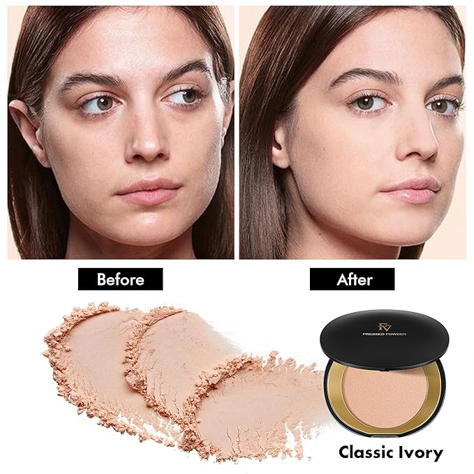 FV Matte Finish Pressed Powder, Long-Lasting, Lightweight, Oil-Control, Medium Coverage Baking Setting Powder for All Skin Types, 0.28 Oz, Classic Ivory-Velvo Beauty