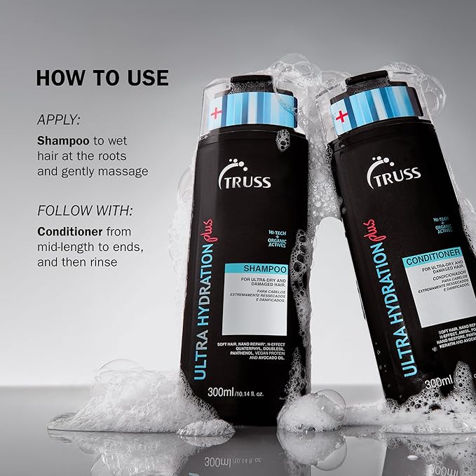 TRUSS Ultra Hydration PLUS Shampoo - For Color and Chemical Treated Hair - Restores Elasticity, Revitalizes, Adds Body & Shine to All Hair Types & Textures-Velvo Beauty