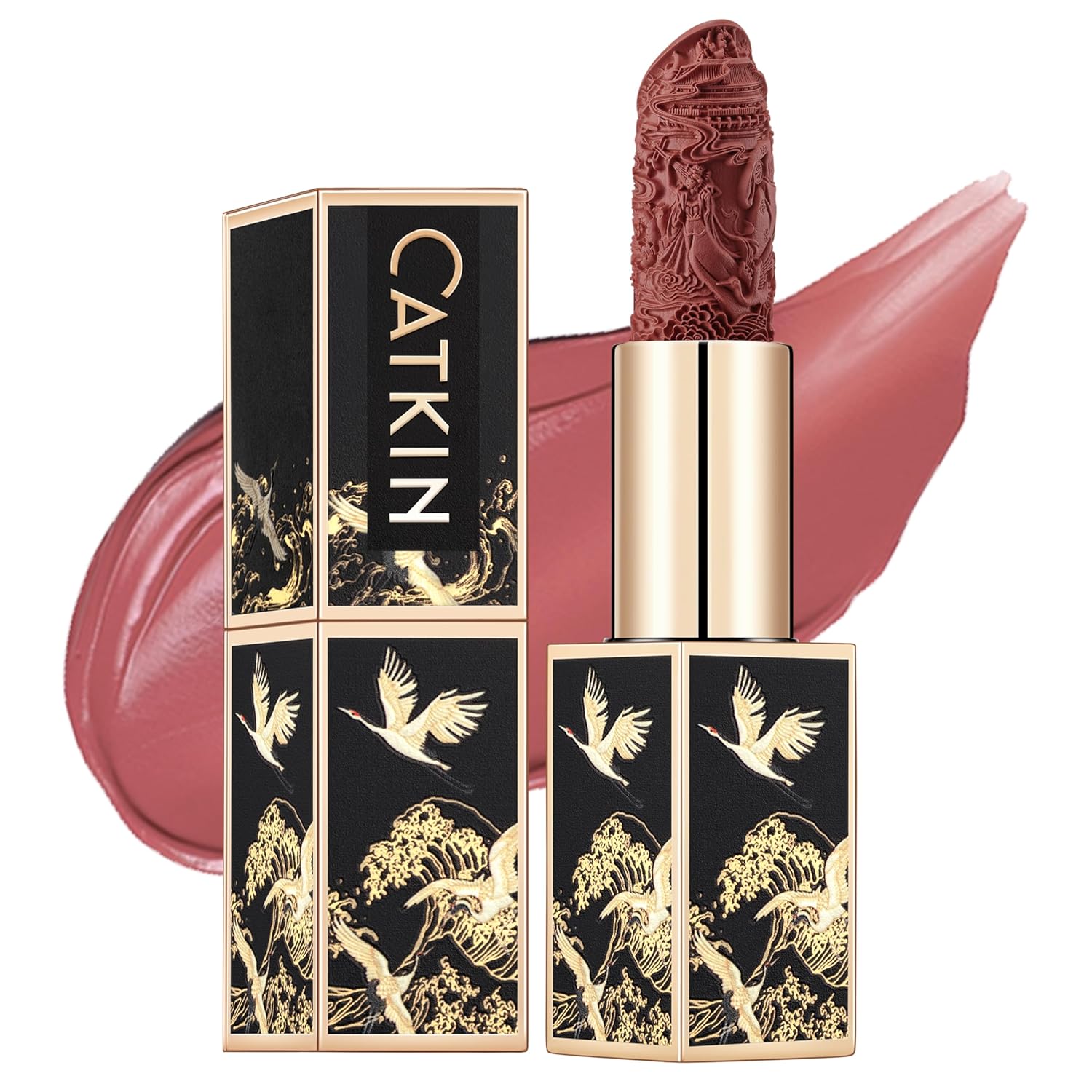 Catkin Moist Lipstick Hydrating High Impact Color Infused with Vitamin E and Avocado Oil Smooth Soft Texture Long Lasting Rose Glow Finish 136-Velvo Beauty