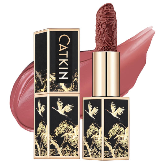 Catkin Moist Lipstick Hydrating High Impact Color Infused with Vitamin E and Avocado Oil Smooth Soft Texture Long Lasting Rose Glow Finish 136-Velvo Beauty