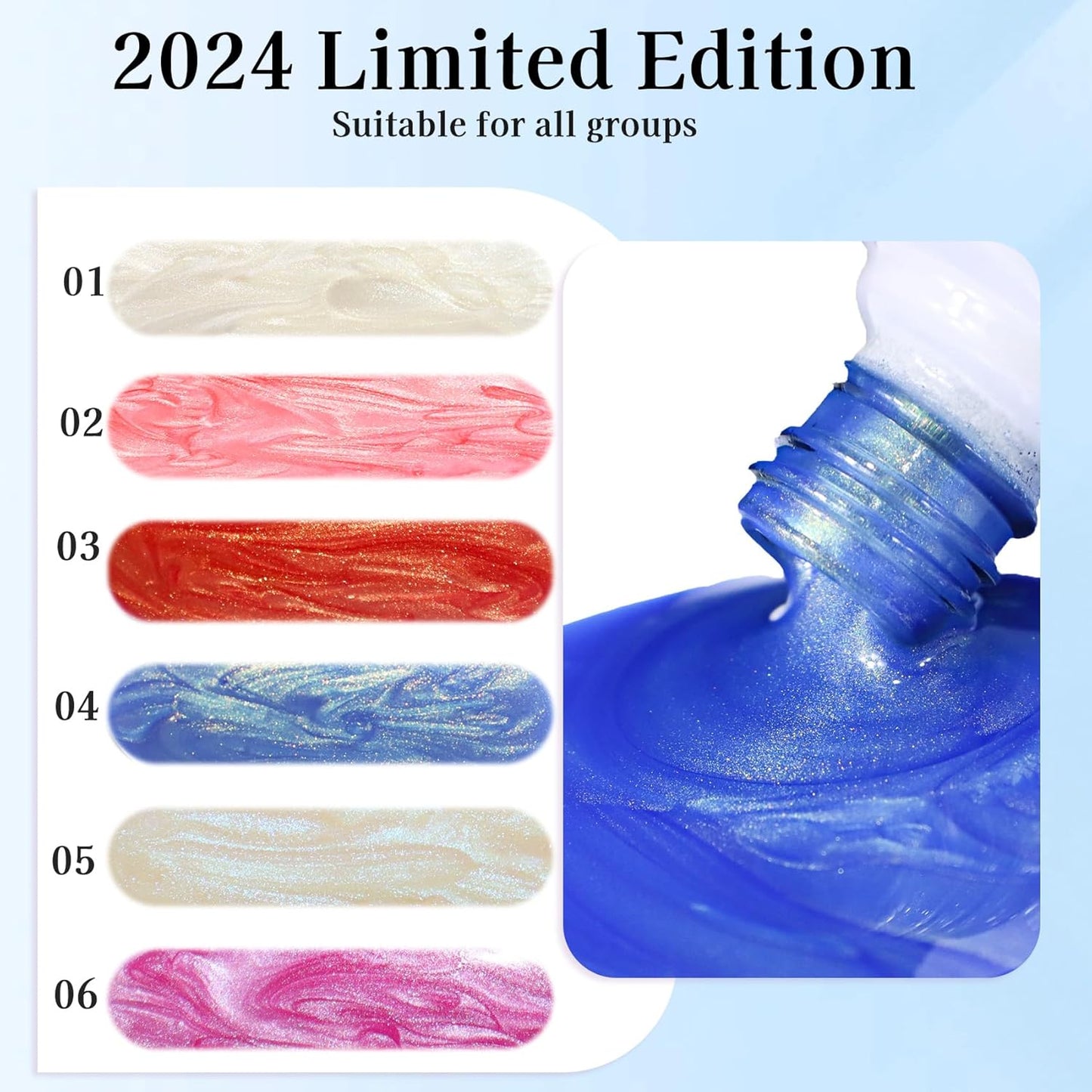 Mermaid Gel Nail Polish Set: 6 Colors - Pastel Pink, White, Orange, Blue, Pearl Gel with Swirl Shell Design - Uv Led Summer Nail Gel Polish DIY Swirl Shell Thread Effect for Girls-Velvo Beauty