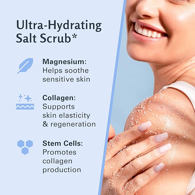 Magnesium Body Scrub for Sore Muscles, Exfoliation, Relaxation and Deep Hydration | Calming & Moisturizing Mineral-Rich Dead Sea Salt Formula With Collagen, Stem Cell & Shea Butter, 16 OZ (453 G)-Velvo Beauty