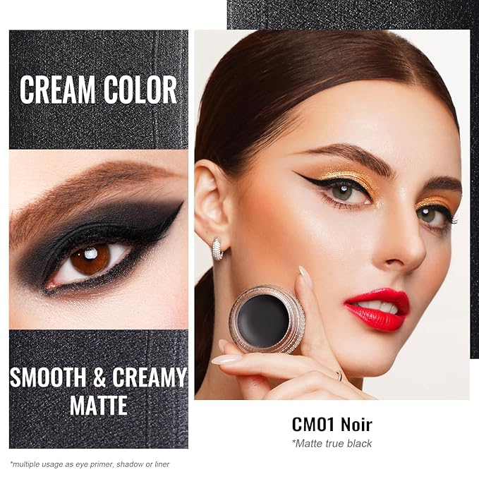 Oulac Matte Eyeshadow - Black Matte Finish Blendable Smokey Eye, Waterproof & Longwear Up to 12H Intense Color for Halloween Makeup, Goth Makeup-Velvo Beauty