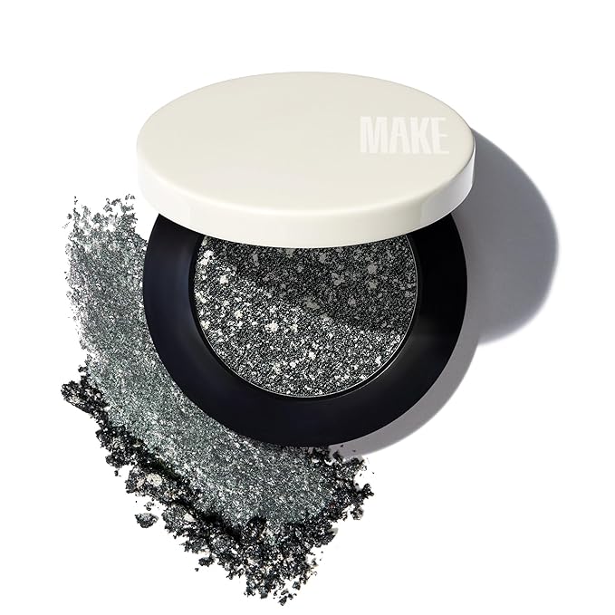 MAKE Beauty Multi-Chromatic Eye Shadow. Metal Reflecting Luminous Foil Finish Creamy, Buildable, Dimensional Long-wear, Crease-proof Powder Eyeshadow, Multichrome Shade - Stardust, Emerald Green-Velvo Beauty