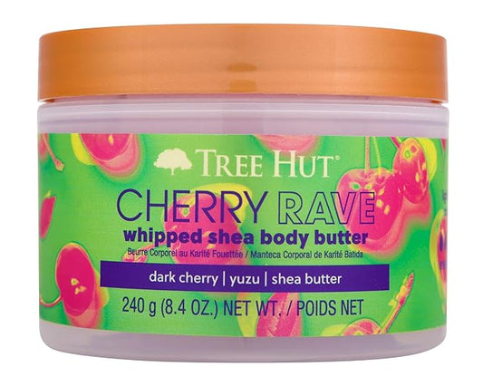 Tree Hut Cherry Rave Whipped Shea Body Butter | Long-lasting Hydration Leaves Skin Feeling Soft & Moisturized | Limited Edition Fall | Nourishing Essential Body Care | 8.4 fl oz.-Velvo Beauty
