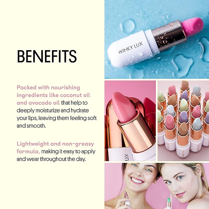 Winky Lux Matcha Lip Balm with Coconut Oil, Vitamin E and Caffeine, Lip Moisturizer, Clear, Strawberry-Velvo Beauty