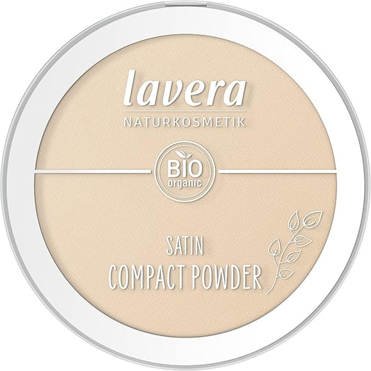 lavera Satin Compact Powder -Medium 02- nude - Almond Oil & Rice Powder - Vegan - Mattifying - Long-Lasting - Velvety Texture 0.32 Fl Oz-Velvo Beauty