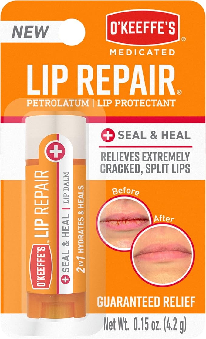 O'Keeffe's Medicated Lip Repair Seal & Heal Lip Protectant, Stick, (Pack of 2)-Velvo Beauty