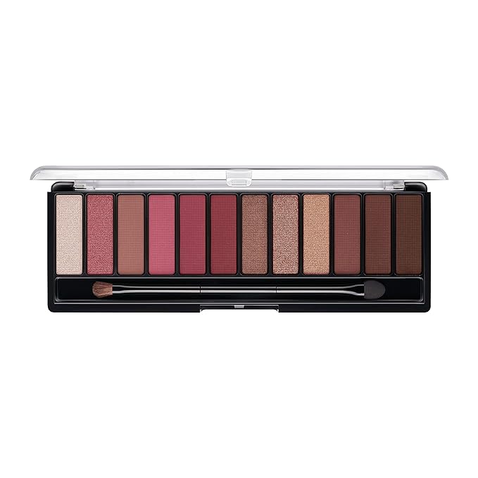 Rimmel London Magnif'Eyes Eyeshadow Palette, 12 Shades, Blendable Formula, Versatile, 007, Crimson, 0.5oz-Velvo Beauty