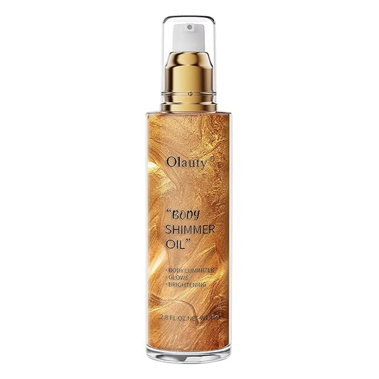 Shimmer Body Oil, Highlighter Makeup Smooth Glitter Glow Liquid Foundation for Face & Body,Liquid Illuminator Body Shimmer Lotion for Women (2# Rose Gold)-Velvo Beauty