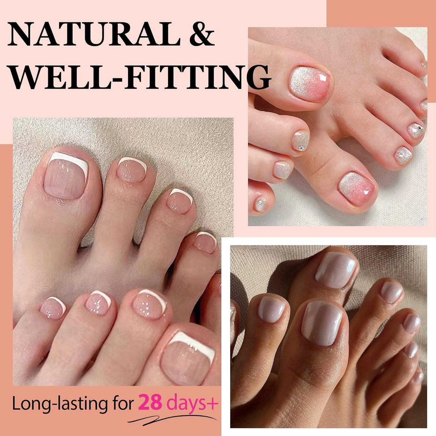 Short Toe Nail Tips Square Toe Nail Press Ons Full Matte 504pcs Full Cover Toenail Press On Nails Smoothly Curved for Any Toenail Shapes Easily DIY Salon, 12 Sizes Toe Acrylic Nails, Luckyfairy-Velvo Beauty