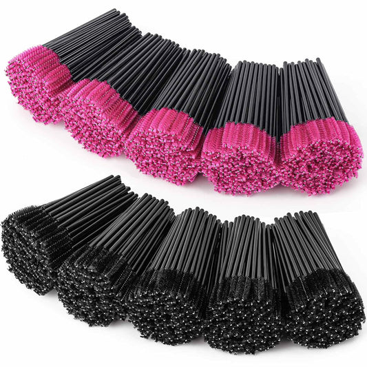 1000 Disposable Mascara Wands Eyelash Brushes Spoolies for Eyebrow Eye Lash Extension Black and Rose Red-Velvo Beauty