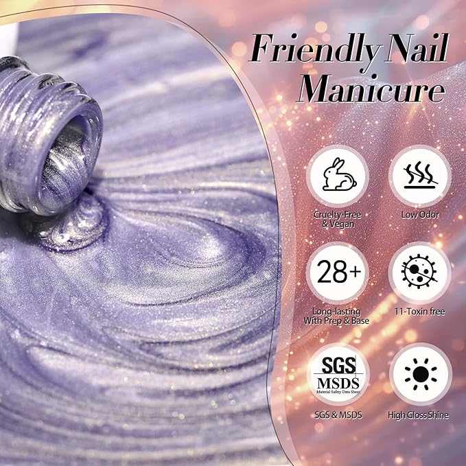 Born Pretty Magnetic Gel Nail Polish,Glitter Magnetic Gel Polish Shimmer Auroras Magnetic Gel Nail Art Manicure Kit 6PCS-Velvo Beauty